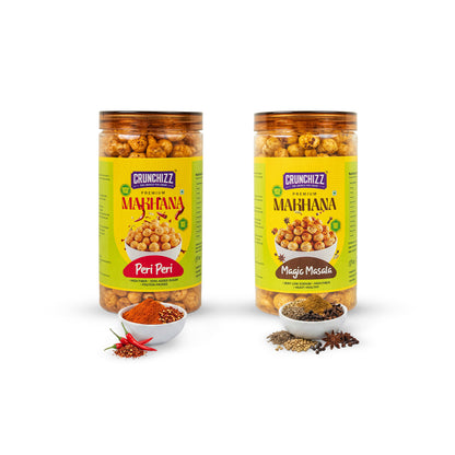 Crunchizz Makhana Seasoning Combo Pack | Peri Peri + Magic Masala | 2 x 80g (160g) | Premium Flavour Sprinkle for Roasted Makhana